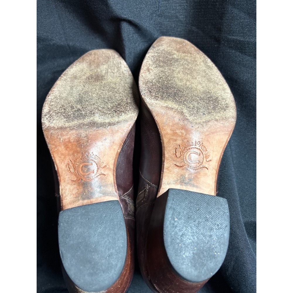 Charlie 1 Horse Womens Brown Leather Western Ankle Boots 6500 Brazil Size 8B - Picture 5 of 6